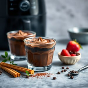 Mousse Quente de Chocolate na Air Fryer