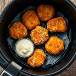 Nuggets Crocantes com Cobertura de Queijo na Air Fryer